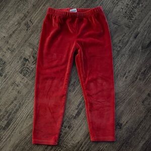 Red Kids Velour Leggings 4t